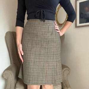 Vintage Wool Plaid Pencil Skirt